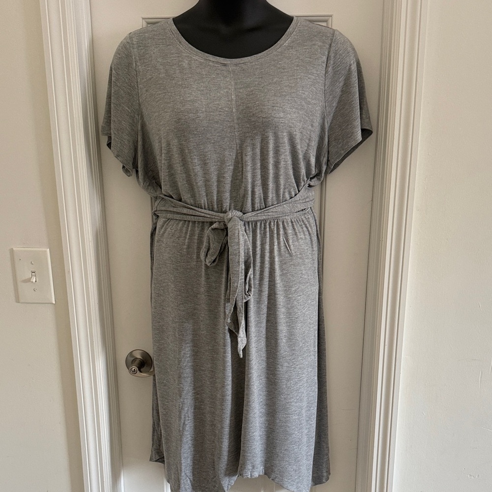 Lane Bryant Grey Tie-Waist Knit Dress | 18/20